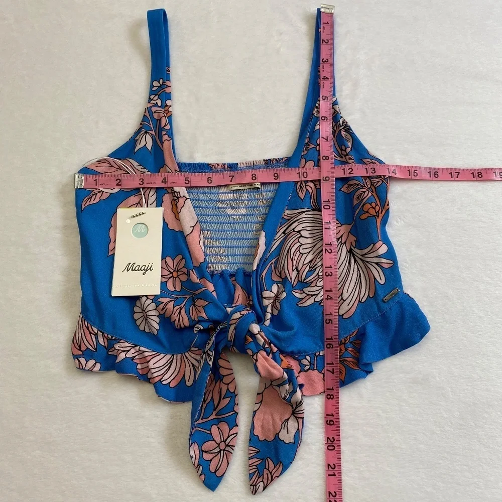 Maaji Floret Kelsey Cover-Up Top, Blue/Orange/Pink Floral, Medium, NWT - Picture 12 of 16